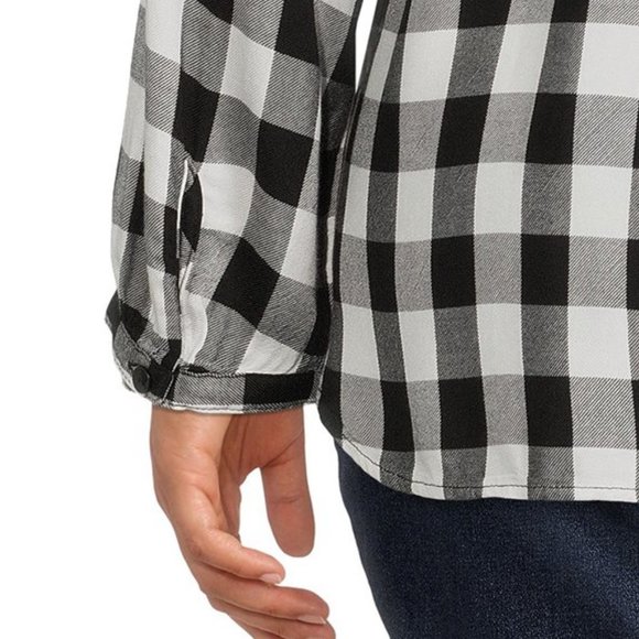 Buffalo Check Black and White Plaid Button Down Long Sleeve Shirt Sz 0X … - Picture 5 of 8